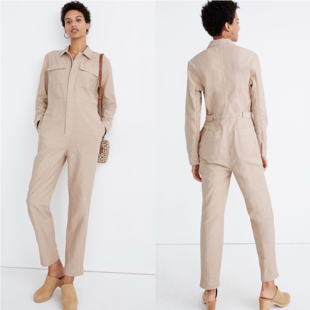 Madewell Zip Up Coverall Jumpsuit Tan size XSmall